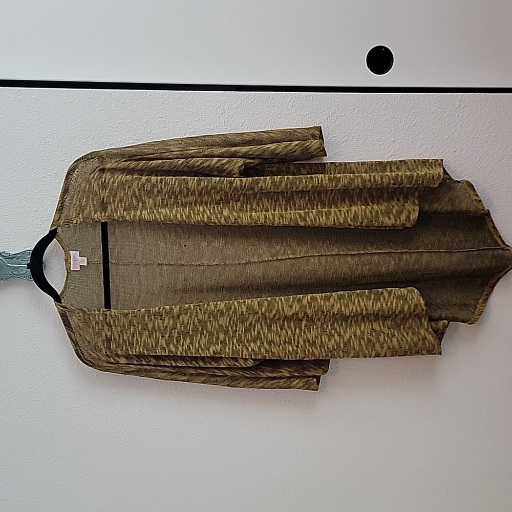 Lula Roe Kimono,  color mustard and black knit. Sz Small...fits most however